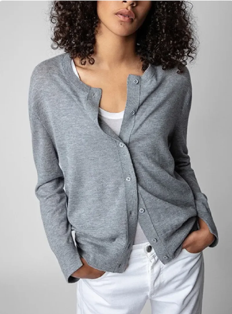 

Women Sweater Knitted Split Long Sleeve Casual Cardigan