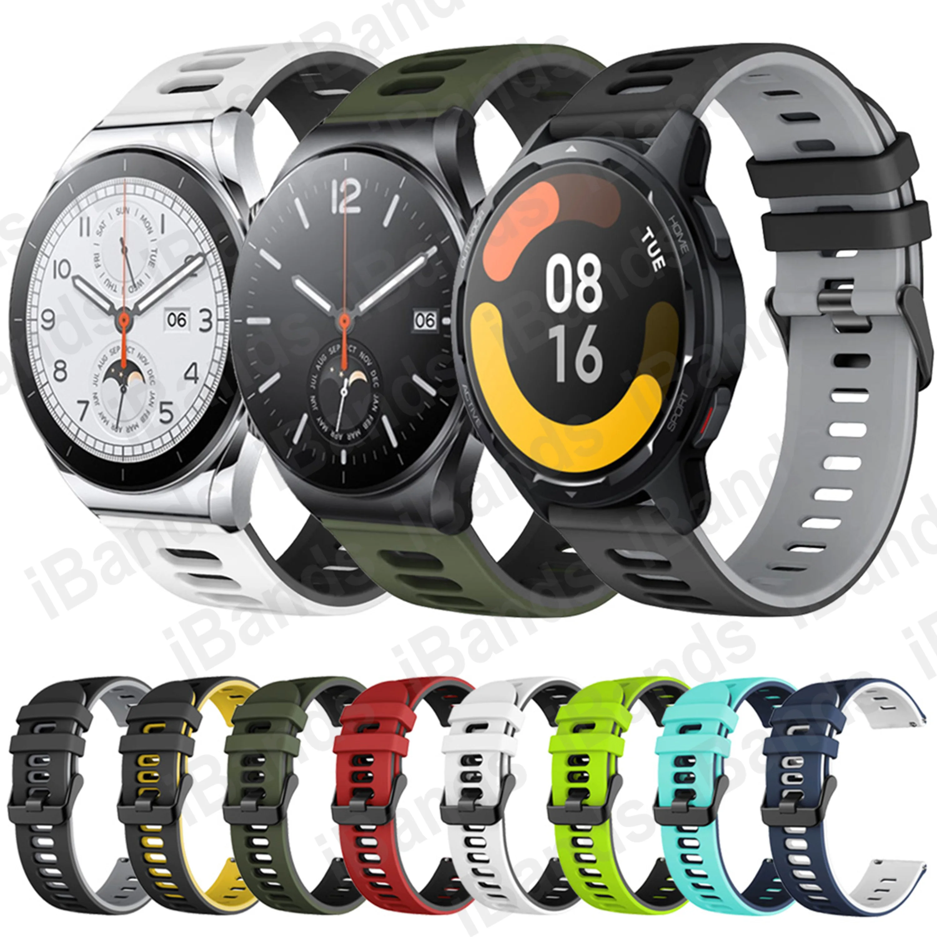 Dual Color Rubber Band for Xiaomi Watch S1 Active Silicone Strap Mi Watch Color 2 Sport Bracelet Accessories