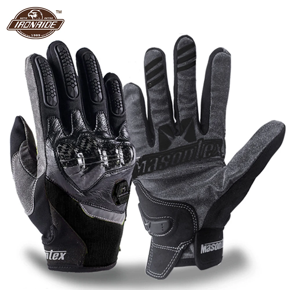 

Carbon Fiber Motorcycle Gloves Full Finger Moto Motocross Glove Touch Screen Guantes Moto Breathable Motorbike Gloves