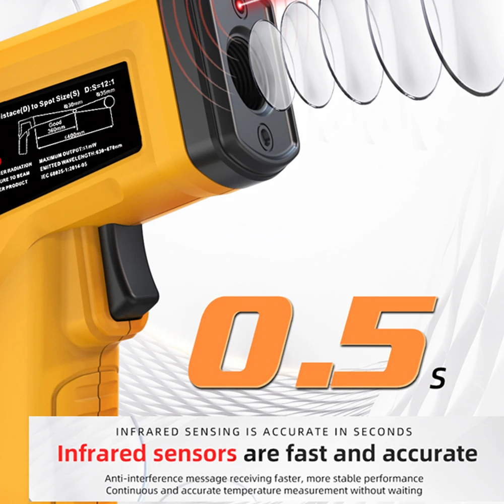 Портативный Лазерный Инфракрасный Термометр -50~530 ℃ Цифровое Измерение