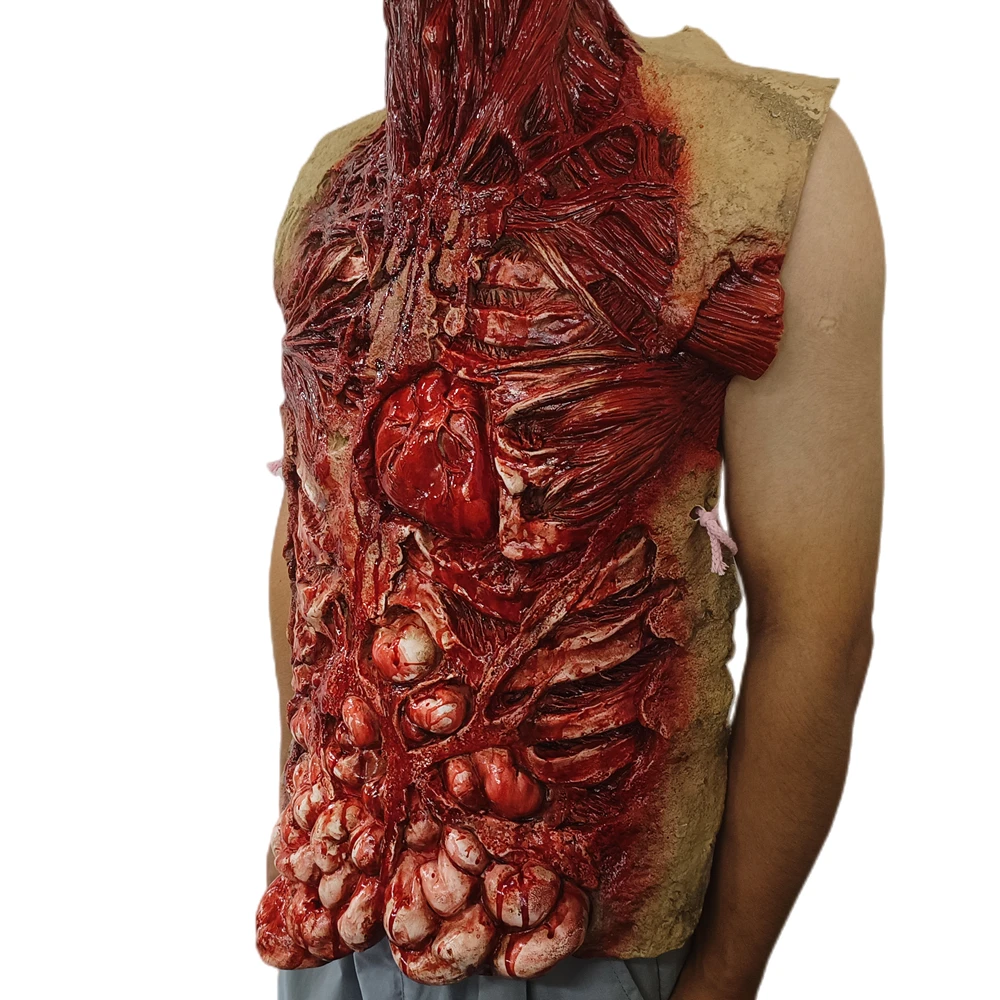 

Bloody Torso Gory Zombie Chest Piece Apron Halloween Guts Heart Vest Fancy Dress Prop