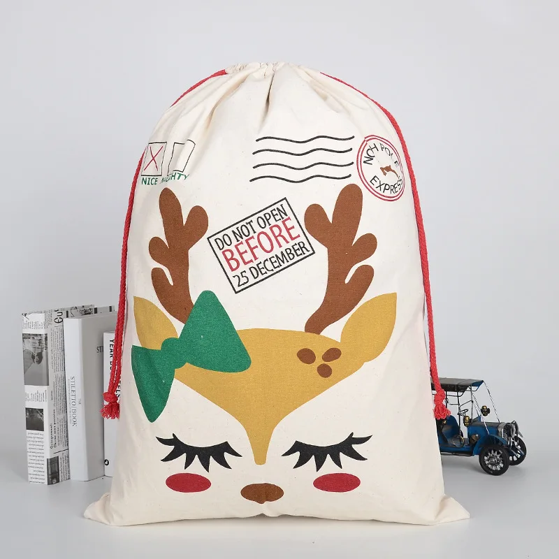 

Xmas Large Christmas Stockings Bags Sacks Hessian Santa Gift Sack Decoration Bag Candy Present Storage Drawstring Bag