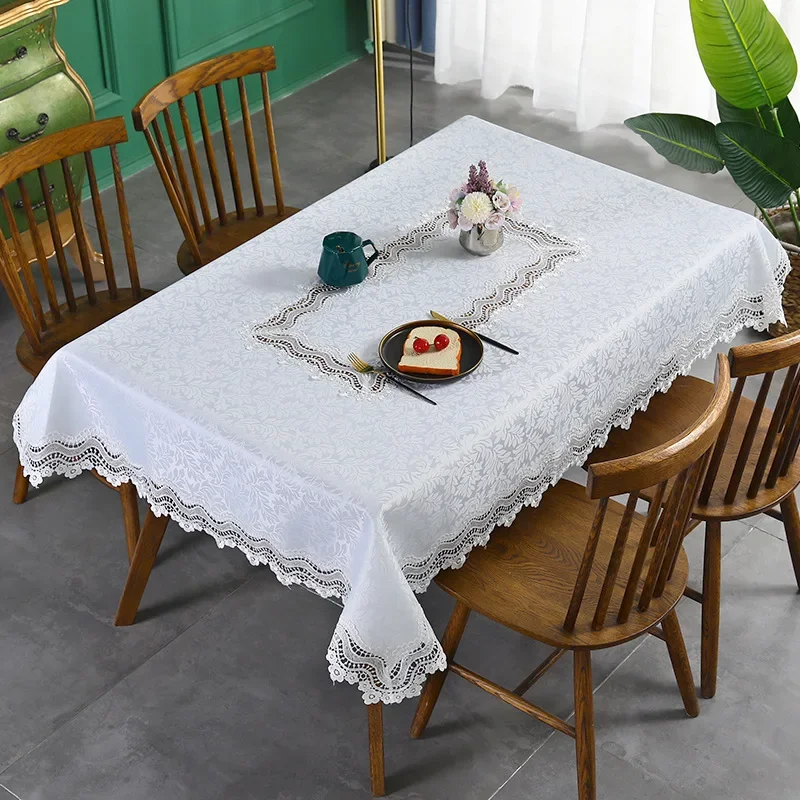 

Fashion design nordic luxury lace tablecloth Dining room Table decor covers white lace embroidery