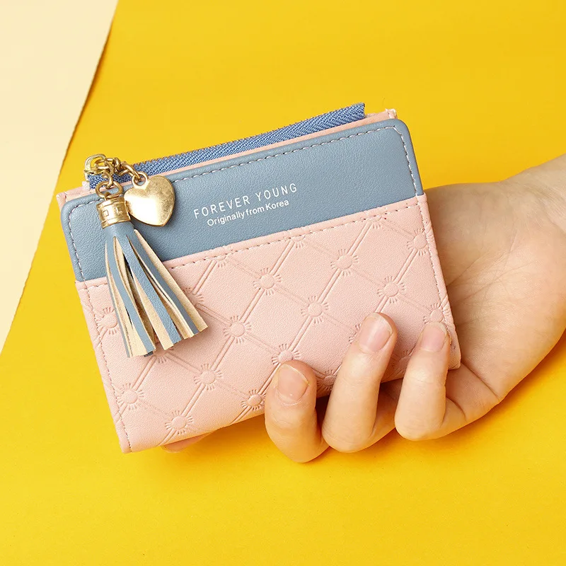 Fashion Woven PULeather Women Short Wallet Functional Coin Purse Money Bags Female Chic Small Multi Card Holders