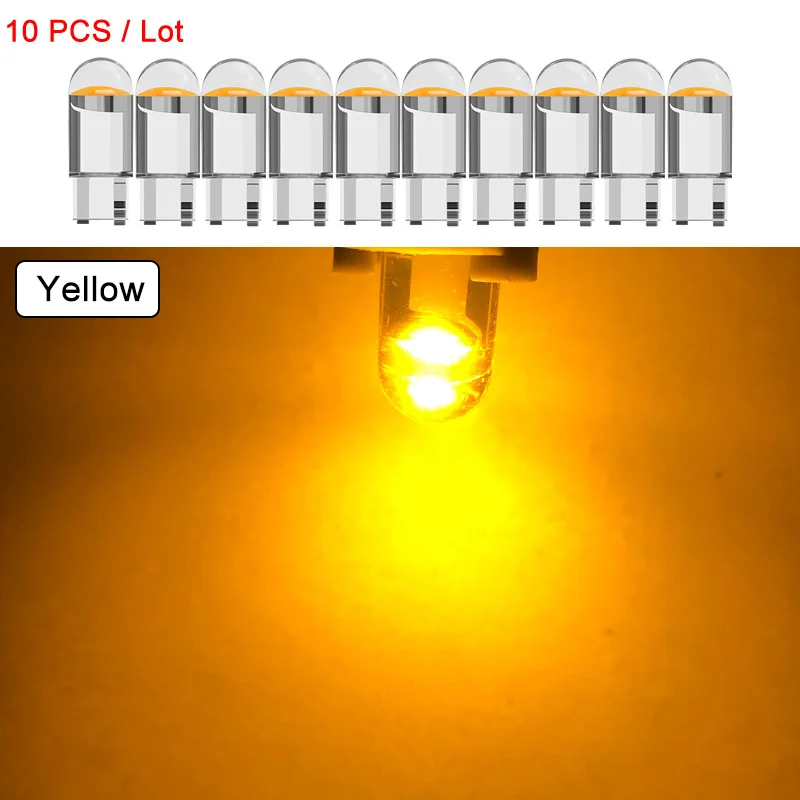 10 шт. Автомобильная светодиодная лампа сигнального света COB T10 W5W 5W5 12 В 7000 К Белый Синий Авто Внутренняя купольная лампа для чтения дверей Карты Лампы номерного знака уассима туария оракул гнездо света повысьте свои вибрации 54 карты брошюра