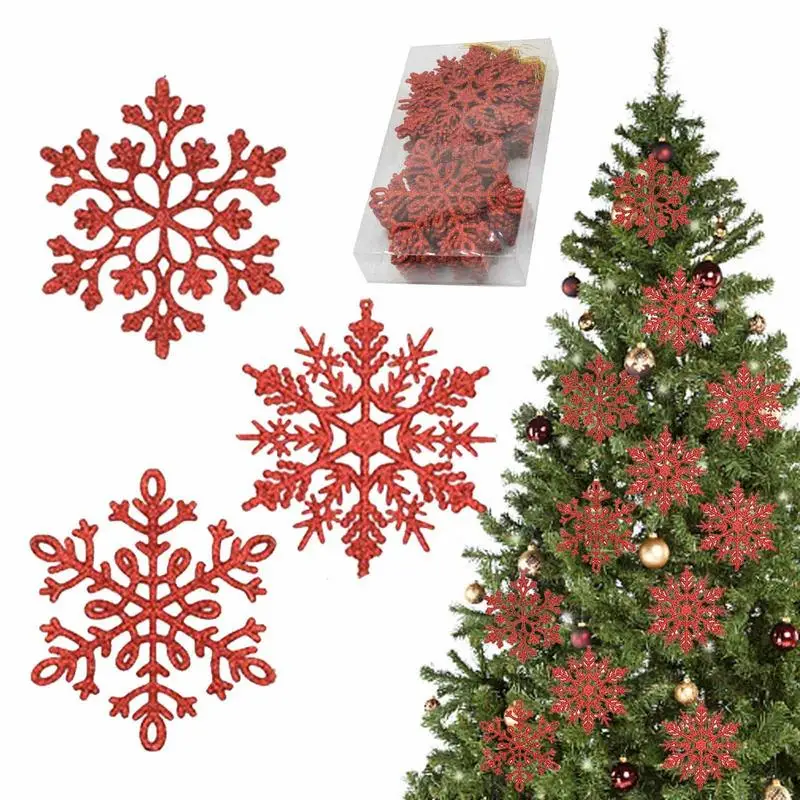 

Блестящая Снежинка украшения 24 шт блестящие снежинки для рождественской елки Золотые/серебряные/красные снежинки для зимы Рождества