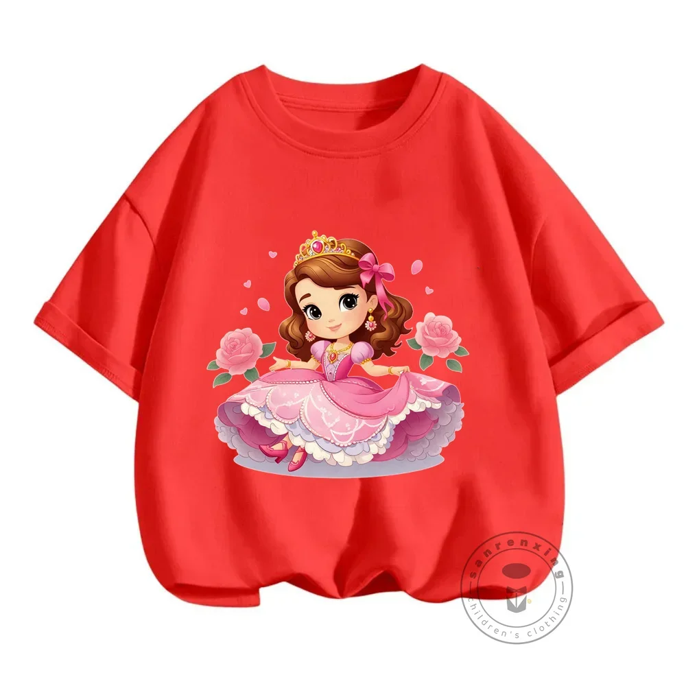 Детская летняя хлопковая футболка с принтом Солодное сердце Софии унисекс