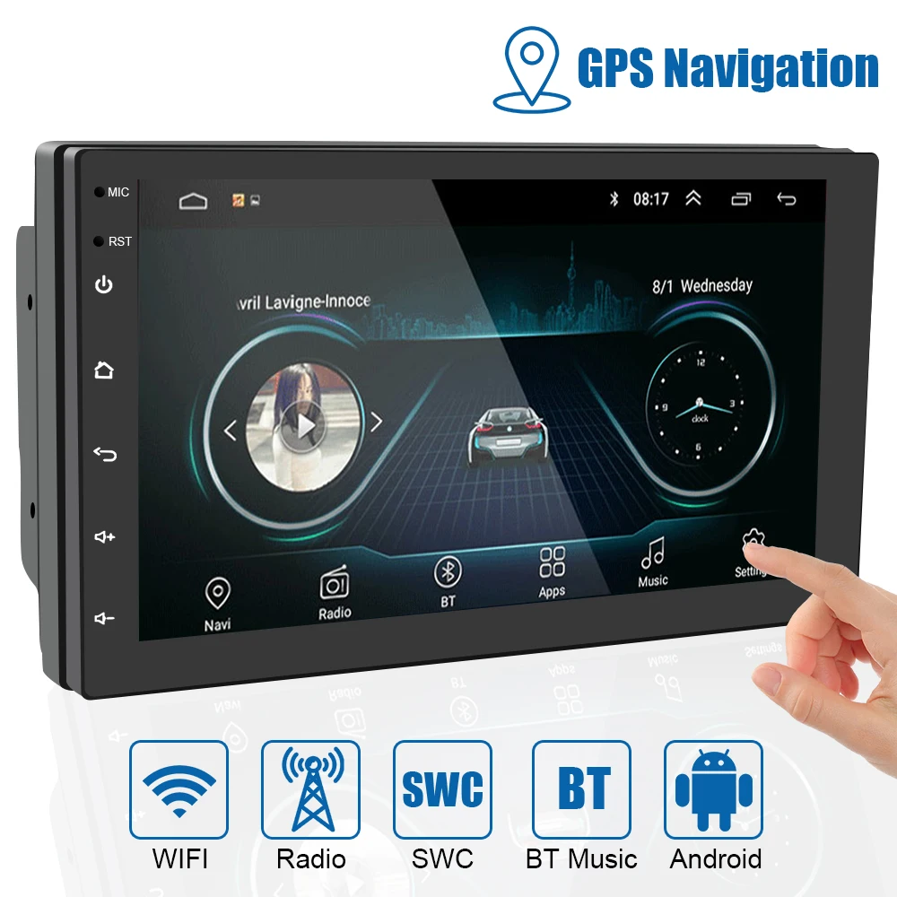 

Автомагнитола 2 Din с сенсорным HD-экраном 7 дюймов, GPS-навигацией, радио, мультимедийным видеоплеером, Bluetooth, Wi-Fi, Android 10,0