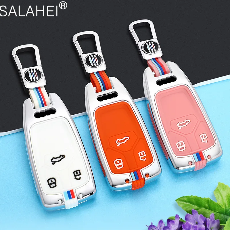 

Colorful Zinc Alloy Silica Gel Car Key Case Holder Shell Bag For Audi A6 A5 Q7 S4 S5 A4 B9 Q7 A4L 4m TT TTS RS 8S 2016 2017 2018
