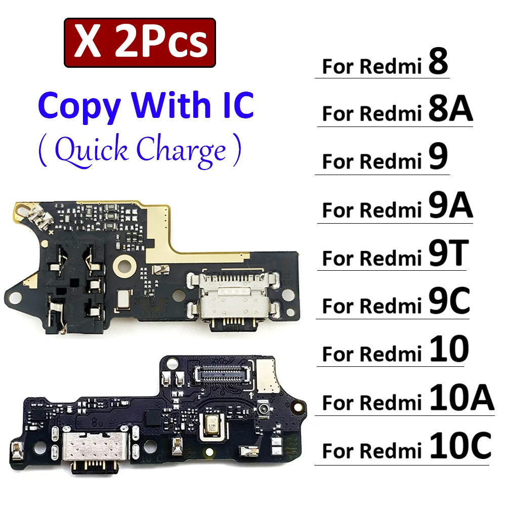 

2Pcs, USB Charging Port Mic Microphone Dock Connector Board Flex Cable For Xiaomi Redmi 8 8A 9 9A 9C 9T 10C 10A 10 Prime