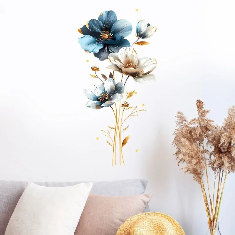 Акварельные наклейки на стену Yumeiren с цветами для спальни гостиной украшения дома