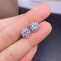 meibapj 5mm top quality moissanite flower stud earrings 925 sterling silver fashion simple earrings fine jewelry for women