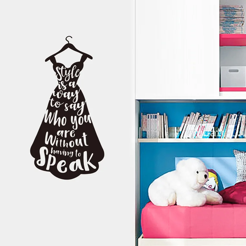 

Fashion dress letters Wall Stickers for girl rooms bedroom Showcase decoration home Mural art Decals personality stickers
