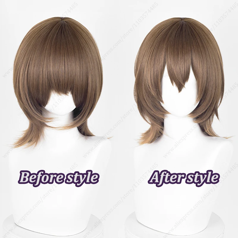 Парик для косплея Goro Akechi 38 см коричневые термостойкие синтетические парики