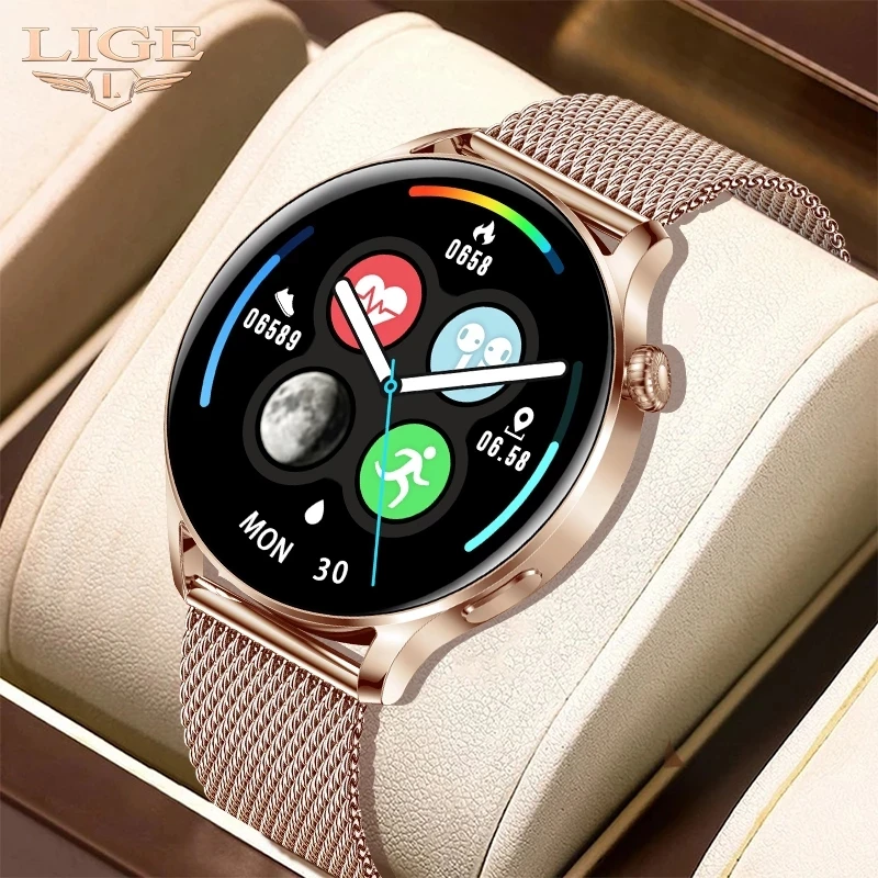 

LIGE Smart Watch Women Bluetooth Call Full Touch Sports Fitness Screen Smart Clock Waterproof Smartwatch Ladies For Android IOS