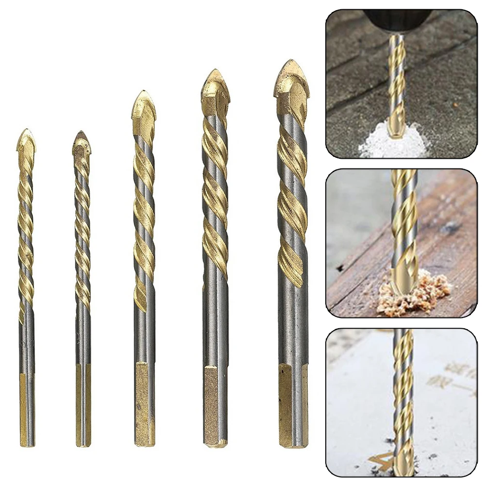 

5pcs Tungsten Carbide Tip Tile Drill Bits Set For Multi-Material Porcelain Concrete Brick Glass 5Pcs 6-12mm Wall Granite Marble