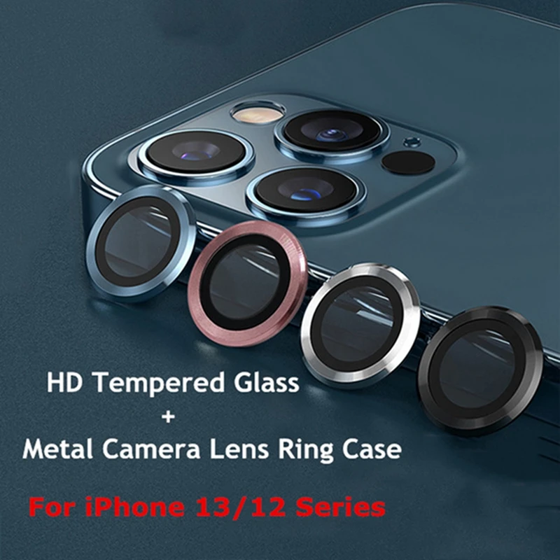 

For iPhone 13 12 Pro Max Camera Lens Protectors Camera Metal Ring Glass for iPhone 11 12 13pro max 13mini 13pro Protective Cap
