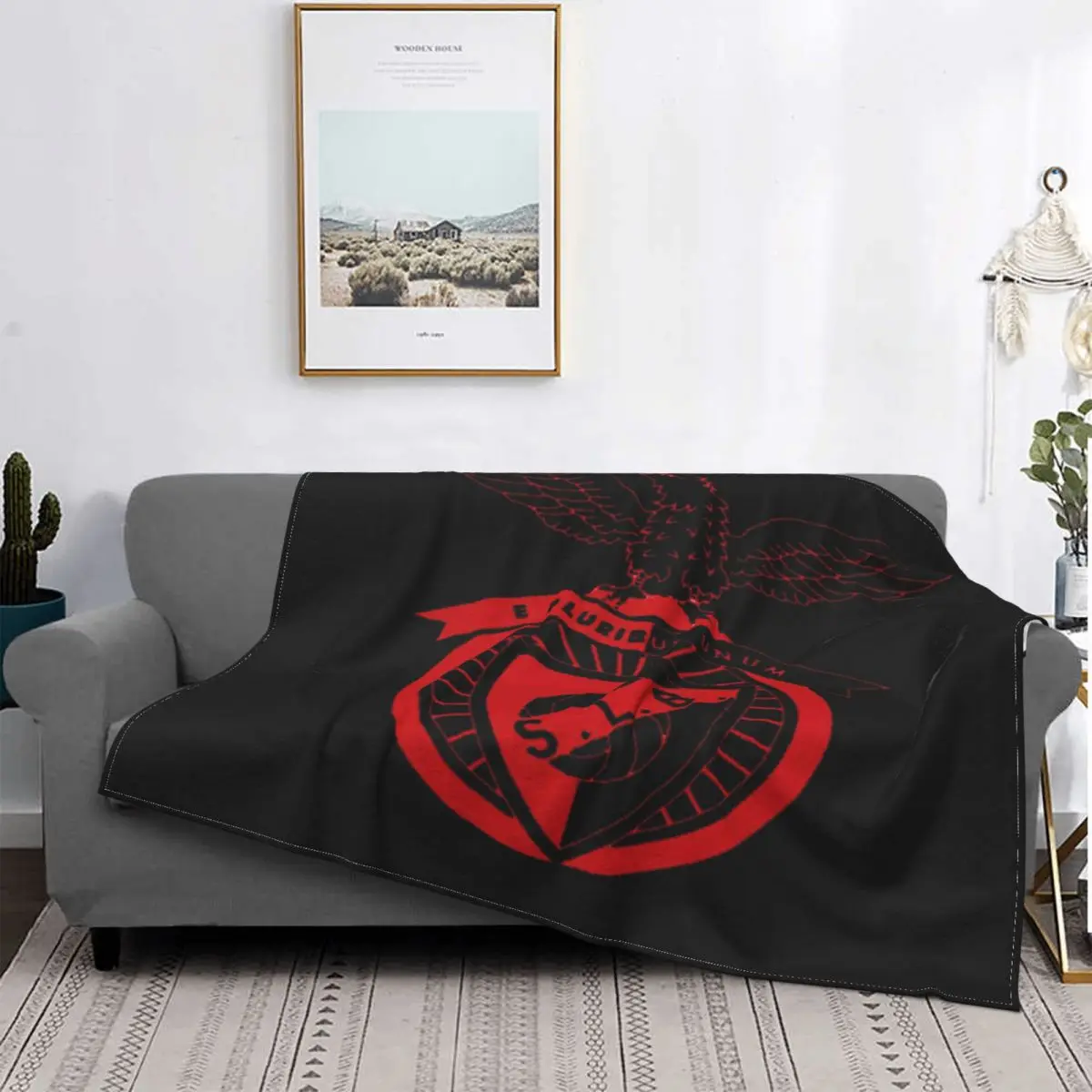 

Sl Benfica-Manta a cuadros para cama, colcha para sala de estar, 1973, 135