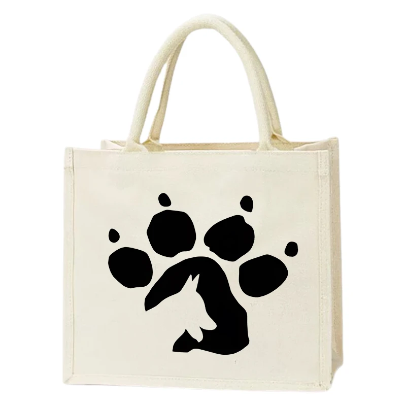 Черная ручка следы животных женская парусиновая сумка на одно плечо в стиле