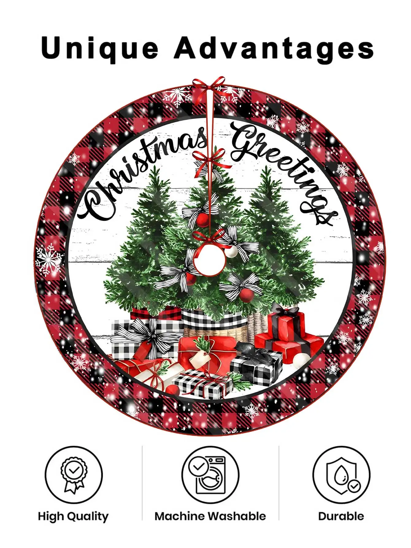 Юбка Для Рождественской Елки 36/48/60 Дюймов Красный Тканевый Стиль Фермерского