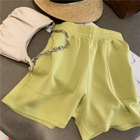 2022 summer new sports high waist shorts loose trend solid color all match casual hot pants outer wear shorts women short women