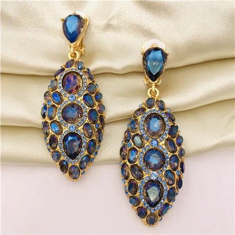 

Высококлассные темпераментные Роскошные кристаллические преувеличенные старые зажимы для ушей в стиле ретро без отверстий для ушей