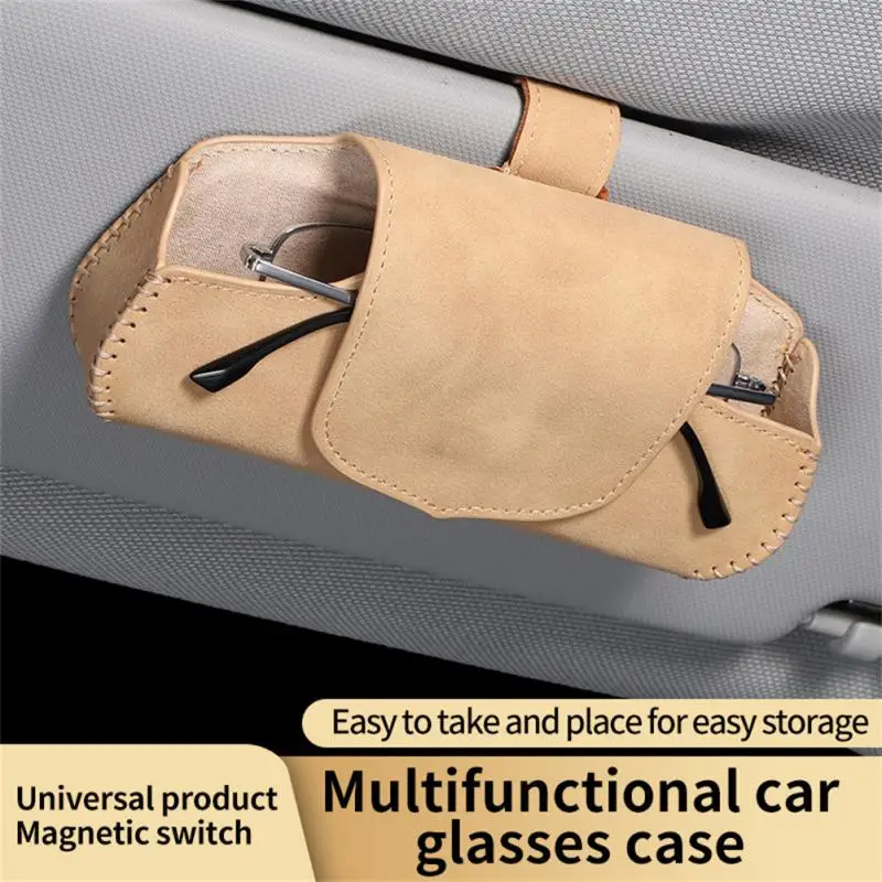 

Sun Visor Multifunctional Car Glasses Box Car Leather Ink Mirror Box Car Interior Storage Bag Clip Car Supplies Eyeglass Case