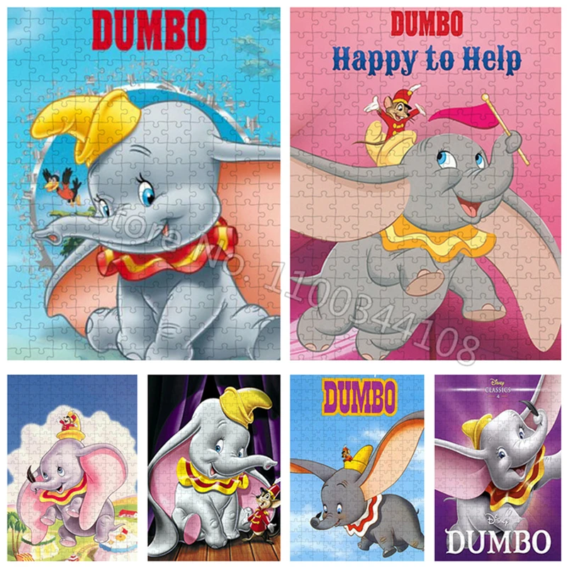 

Disney Movie Dumbo Jigsaw Puzzles Cartoon Animal Elephant Paper Puzzle Adult Leisure Toy Children's Collectibles Handmade Gifts