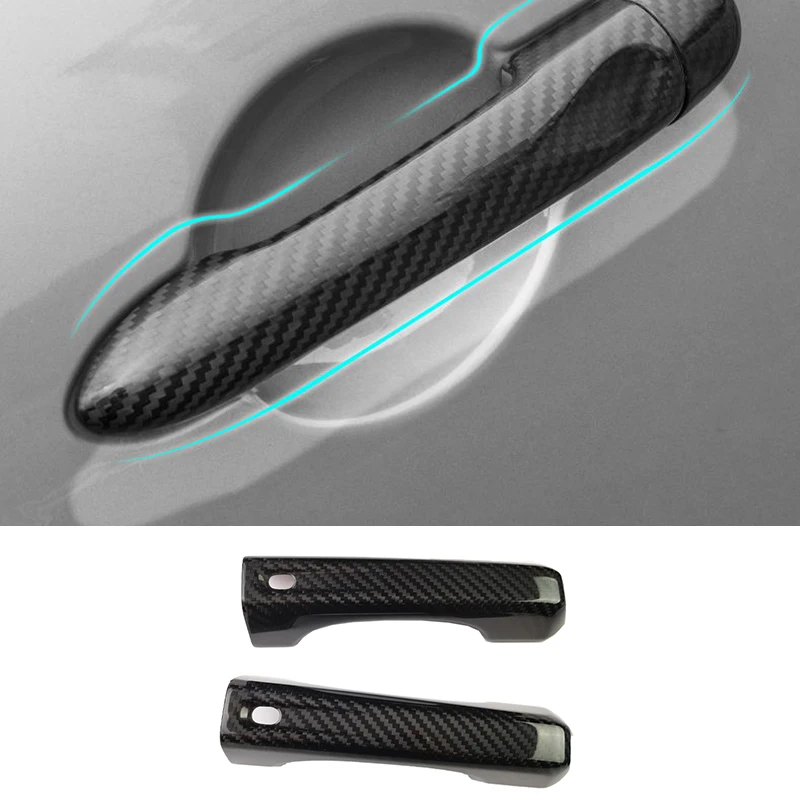 

tantan Suitable For JEEP Wrangler Real Dry Carbon Fiber Car Outer Handle Cover 3m Glue Sticker Exterior Auto Parts Accessories