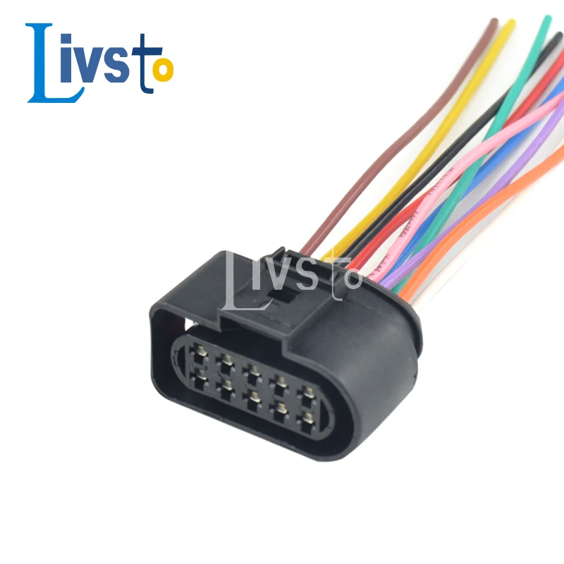 Водонепроницаемый Автомобильный соединитель жгут проводов для VW Audi, 1 комплект, 10 контактов, 3,5 мм