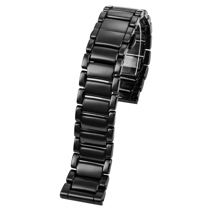 Ceramic Watchband Accessories Strap + Case for Armani  AR1451 AR1452  AR1400 AR1410 AR1507 AR1509  wristband Butterfly button