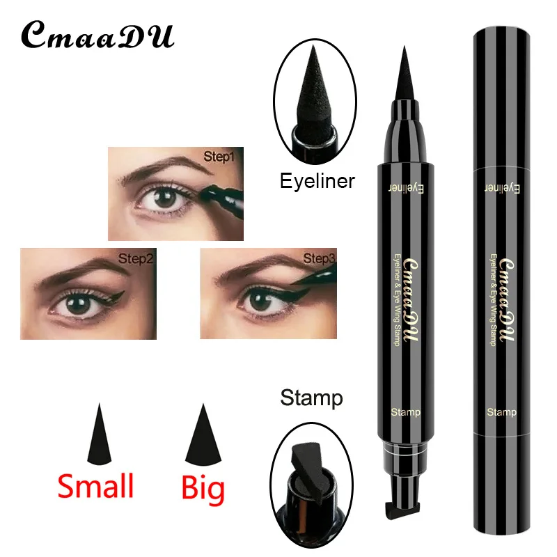 

Large Cover Stamp Liquid Eyeliner Waterproof Quick-drying Black Eyeliner With Eyeliner Female Cosmetics Double-headed Eyeliner