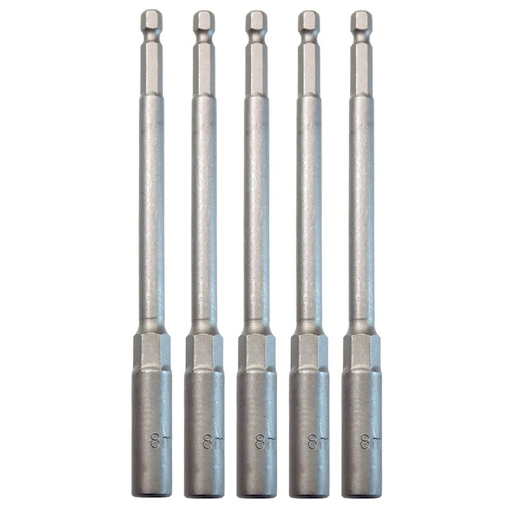 

5pcs Socket Wrench Kit 8×150mm Hexagon Nut Driver Drill Bit Chrome Vanadium Steel Socket Extension Sleeve Wrench Power Tool