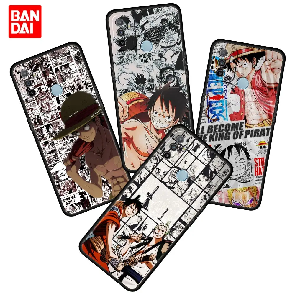 

Luffy One Piece Anime Case for Oppo A53 A52 A3s A12 A9 A15 A31 A54 A74 A93 A94 F5 Find X2 Pro Lite Black Silicone Capa Funda