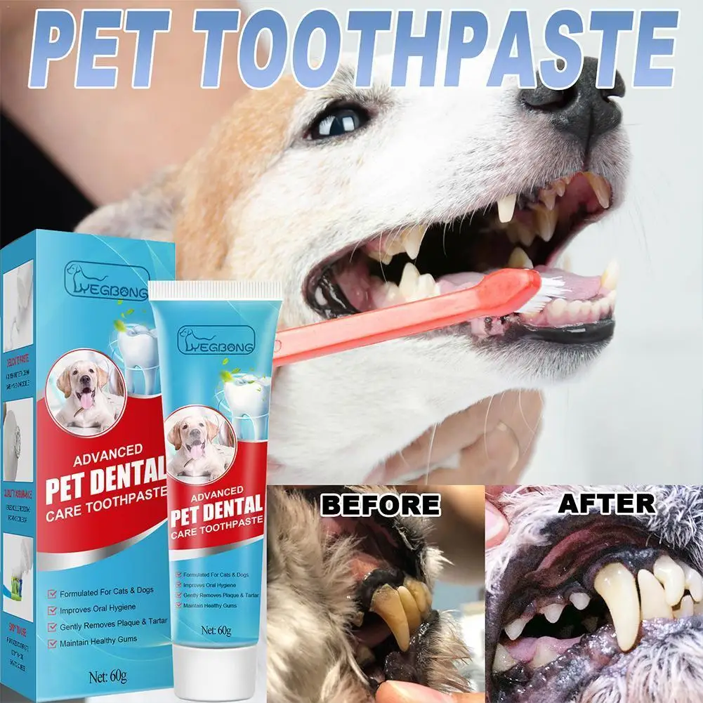 

60g Pet Toothpaste Cat Dog Fresh Breath Toothpaste Cleaning Pet Dog Health Supplies Oral Toothpaste Deodorant Care Plaque N8W5