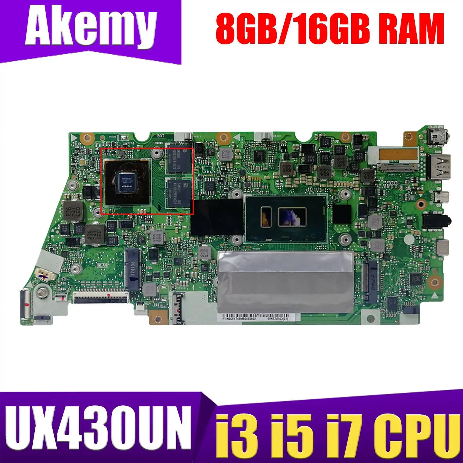 

UX430UN Notebook Mainboard GT940MX I3 I5 I7 CPU 8GB 16GB RAM for ASUS UX430U UX430UV UX430UNR UX430UQK U4300U Laptop Motherboard