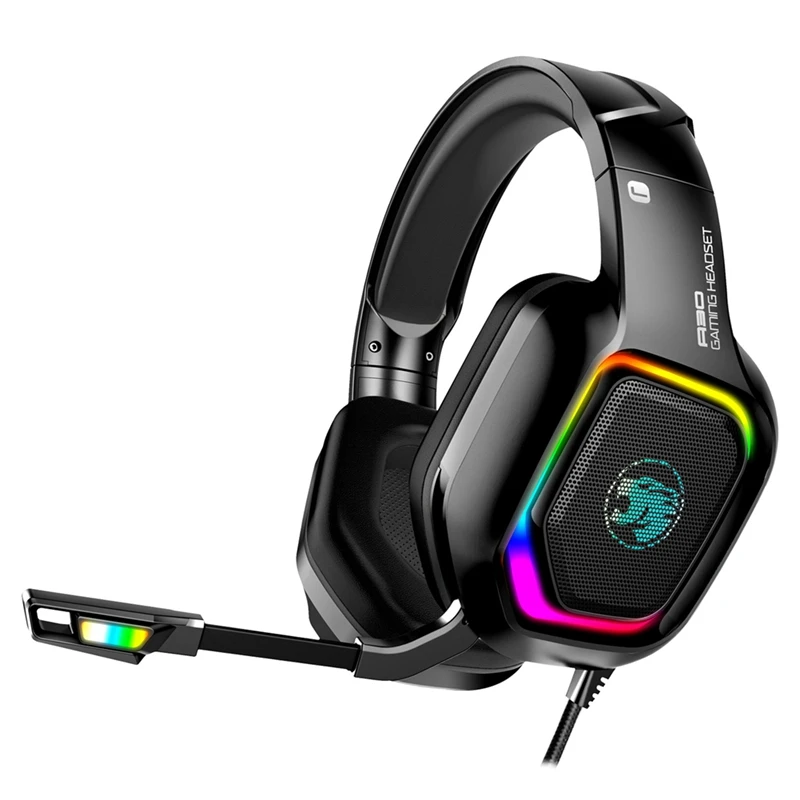 

Проводная игровая гарнитура, гарнитура RGB со светодиодсветодиодный подсветкой и микрофоном, сабвуфер 7,1, игровая гарнитура для PS4, ПК