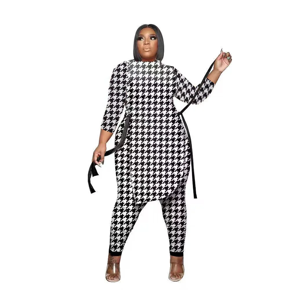 Plus Size 5xl 4xl 3xl 2xl l Fashion Plus 2 Piece Set Woman o Neck Long Sleeve t Shirt Top Long Pants Set 4xl 5 3xl 4xl 5xl 6xl