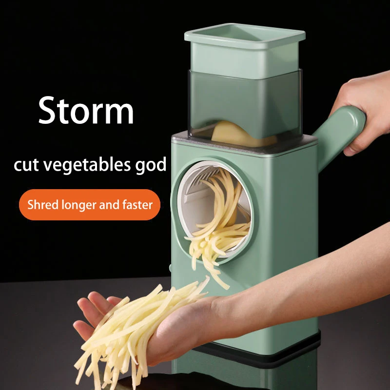 

Vegetable Slicer Manual Kitchen Accessories Grater Vegetable Chopper 4 in 1 Round Cutter Potato Spiralizer Home Gadget Tool Item