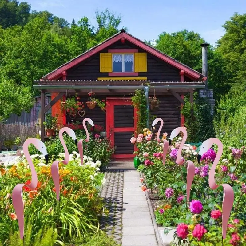 Розовое украшение в виде фламинго для животных двора сада лужайки интерьера