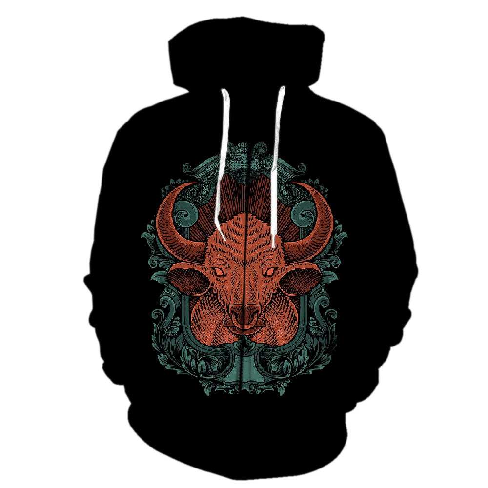 

Diablo Style Oxhead Men's Zipper Hoodie Long Sleeve Harajuku Unisex Sweatshirts With Hood Jackets Tops Oversized 2022 Hot Sale