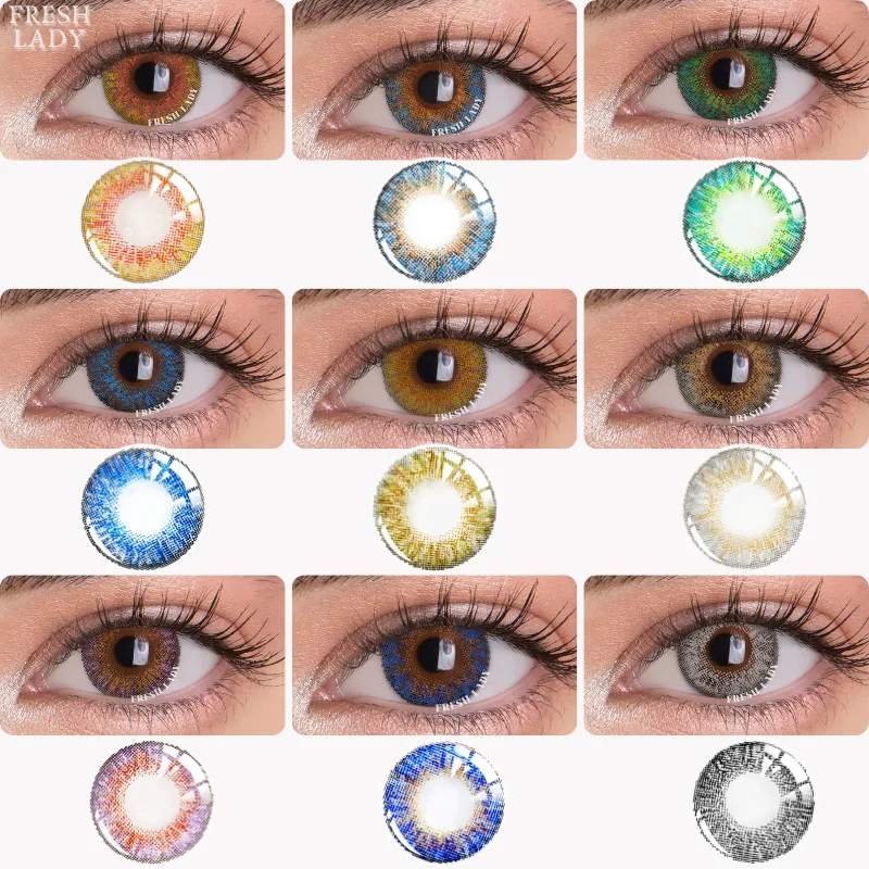 

UYAAI 1Pair Color Contact Lenses Beauty Pupils Eye Contacts Colored Contacts Gray Lens Natural Yearly Use Brown Ocean Blue