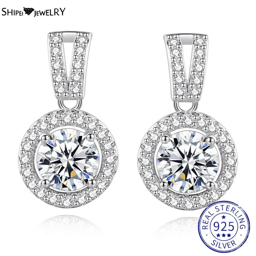 

Женские серьги-гвоздики из серебра 100% пробы с муассанитом