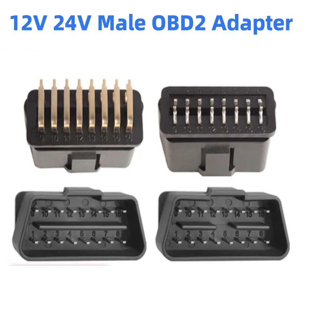 2 шт. 12 В 24 в никелированный адаптер для автомобиля грузовика диагностический интерфейс автомобильный OBD2 16-контактный Штекерный разъем OBDII 16-контактный