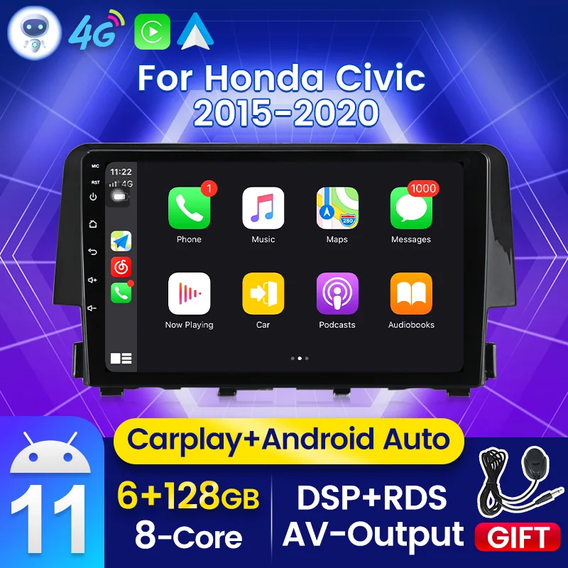 

DSP RDS Android 11 Car DVD for Honda Civic 2015 -2018 2019 2020 Radio Stereo Multimedia Video Player Navigation GPS No Dvd 2din