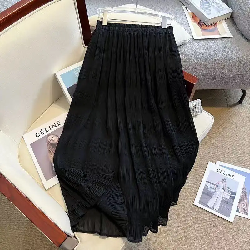 Монохромная юбка Miyake-плиссированная для женщин универсальная складываемая