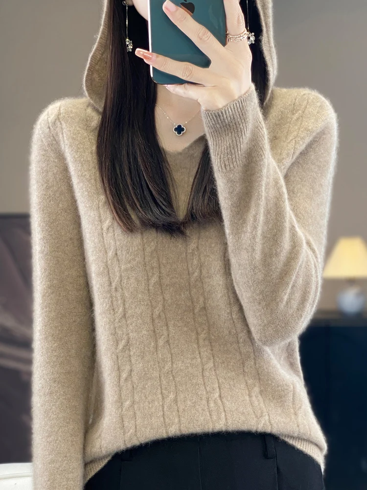 Женский свитер из 100% мериносовой шерсти на осень и зиму плотный пуловер с