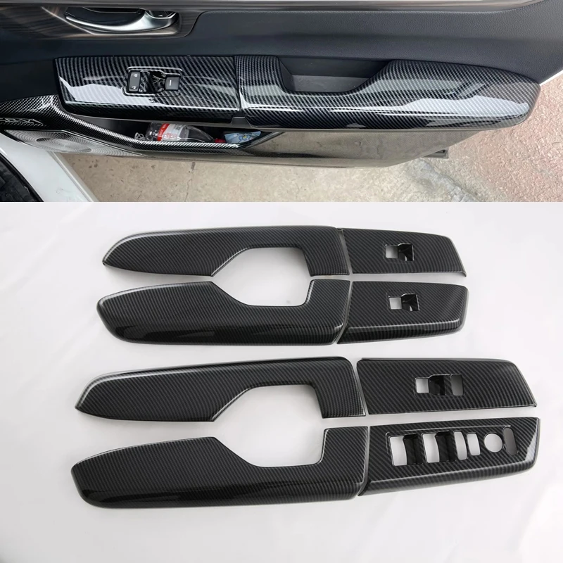 

For Honda CR-V 2023 Left Hand Drive 8PCS Car Window Lift Switch Buttons Cover Carbon Fiber ABS Car Styling Accessories