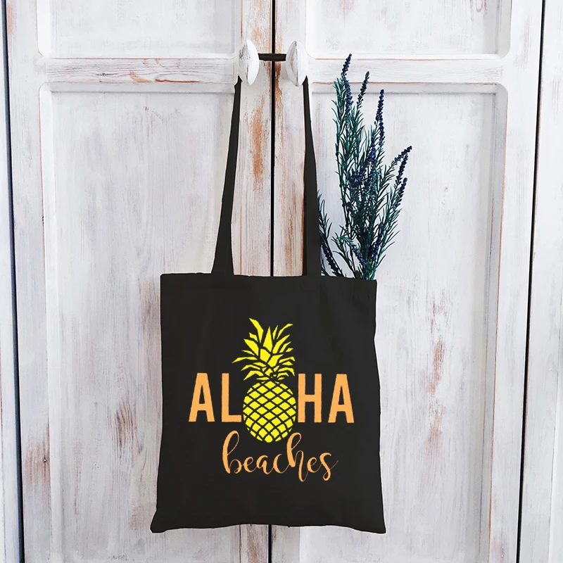 

Холщовая Сумка Aloha с ананасами, Гавайские сумки для покупок Aloha, новинка, сумка-тоут, Холщовая Сумка 2022, праздничные экологически чистые това...