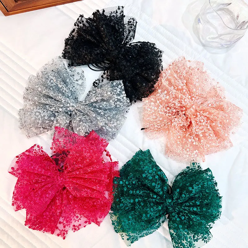 Vintage Handmade Lace Embroidery Bowknot Big Flower Clavicle Chain Necklace Women Adjustable Choker Dinner Party Neck Jewelry